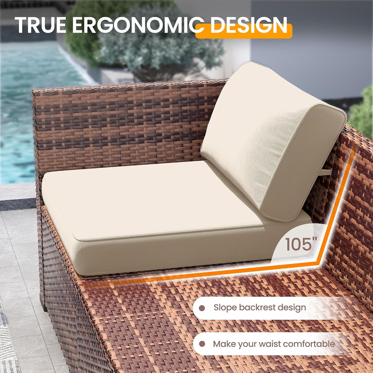 Outdoor Furniture With Fire Pit Table - Outdoor-Sektionssofa 8-teilig mit 44'' Feuerstelle, Schräger