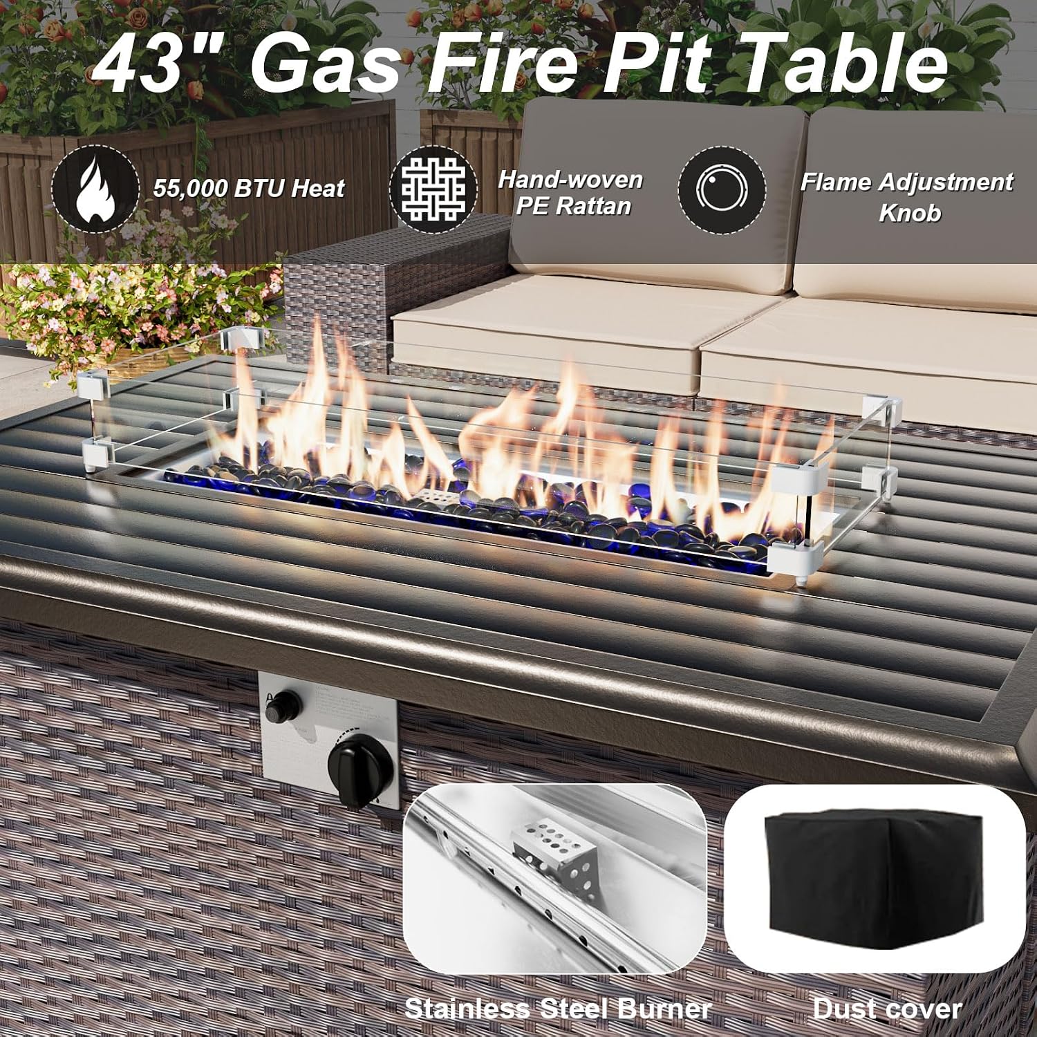 10-teiliges Outdoor-Sofa-Set m – Outdoor Furniture With Fire Pit Table Bewertung und Preis