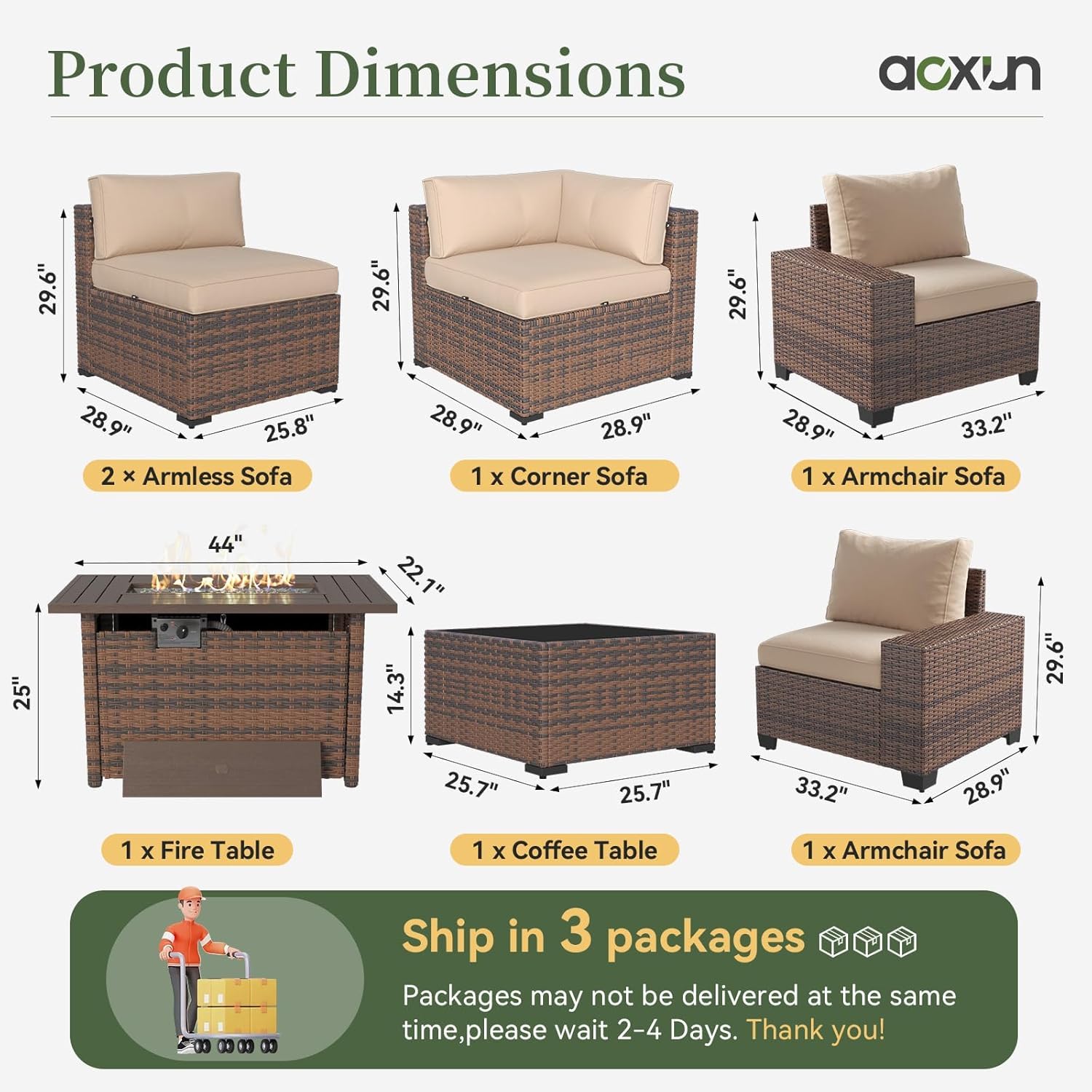 7-teiliges Gartenmöbel-Set mit – Outdoor Furniture With Fire Pit Table Bewertung und Preis