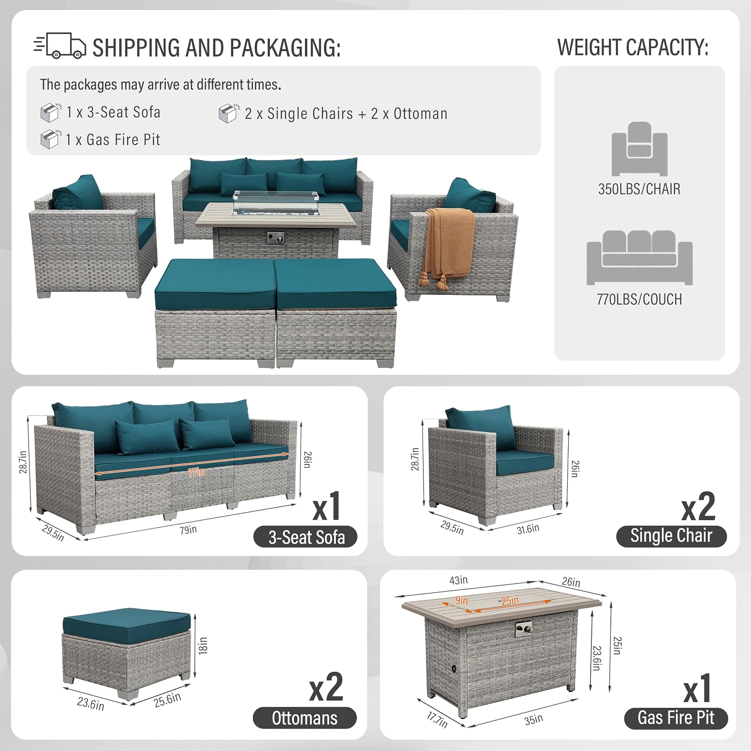PE-Rattan Outdoor-Sektionssofa – Outdoor Furniture With Fire Pit Table Bewertung und Preis
