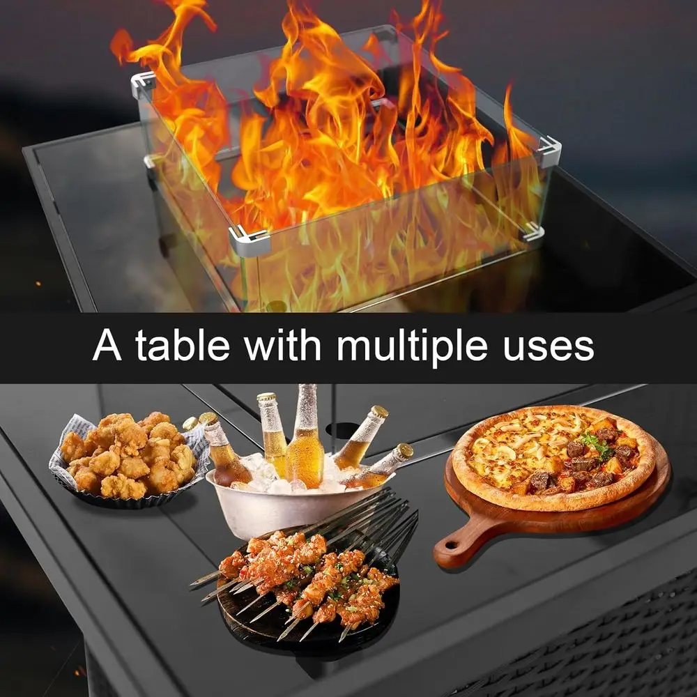 Korbmöbel-Set für den Außenber – Outdoor Furniture With Fire Pit Table Bewertung und Preis