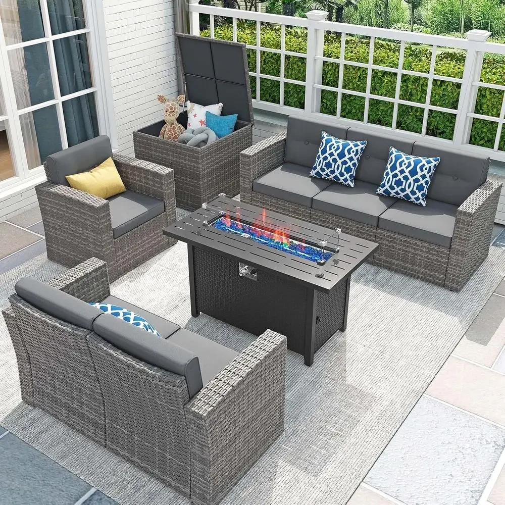 8-teiliges Gartenmöbel-Set mit – Outdoor Furniture With Fire Pit Table Bewertung und Preis