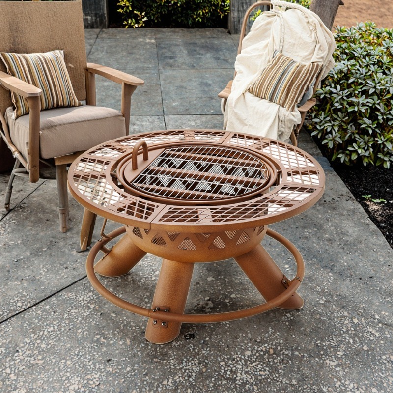 2026 Moderner Outdoor-Stahlgri – Outdoor Furniture With Fire Pit Table Bewertung und Preis