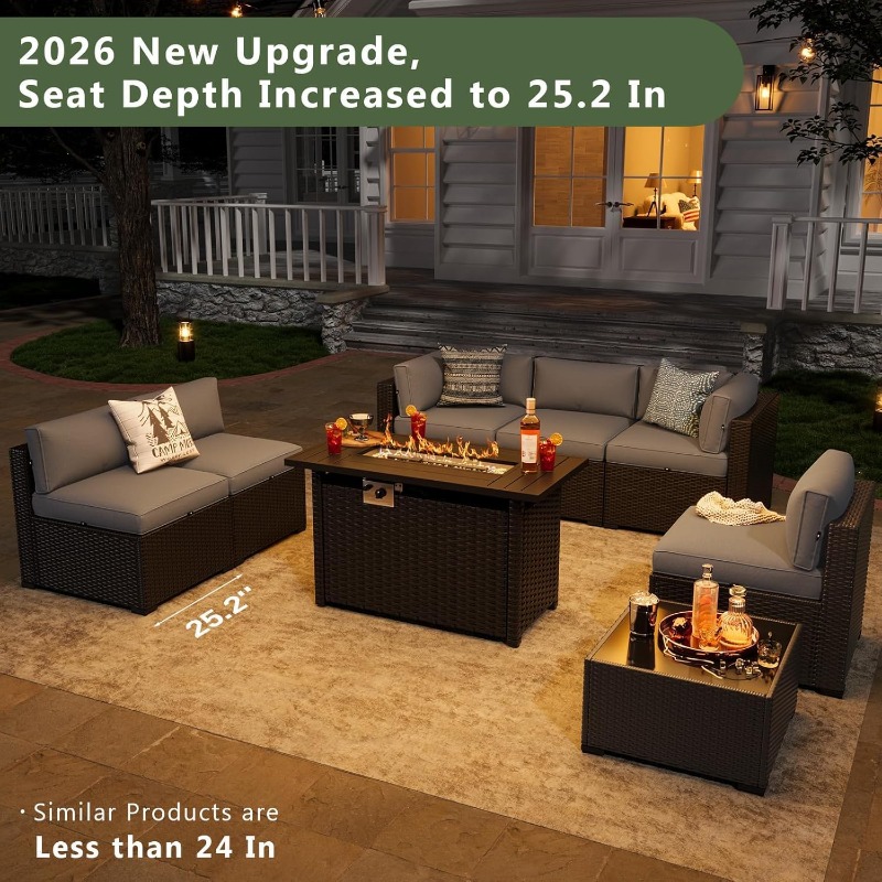 Aoxun 8-teiliges Gartenmöbel-S – Outdoor Furniture With Fire Pit Table Bewertung und Preis